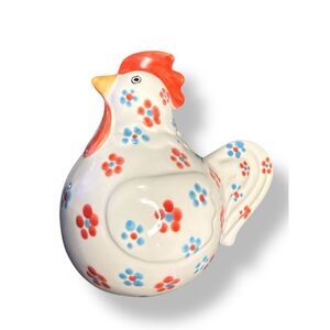 Cerender by Jork Pap Hand Painted Ceramic Chicken Hen Figurine Floral Design